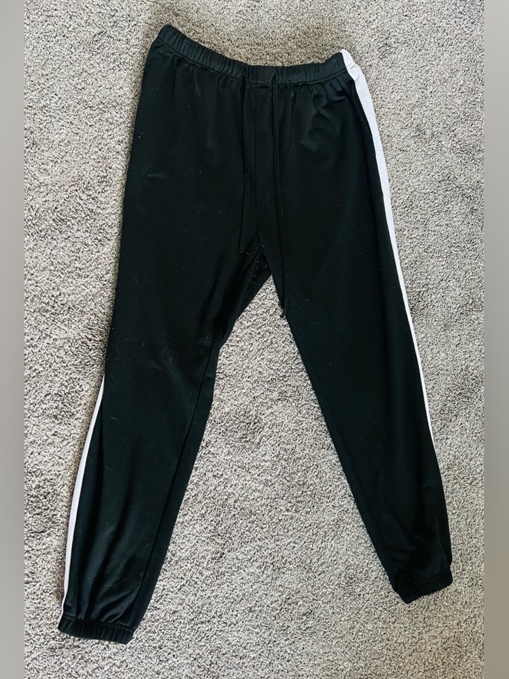 Black Track Pants with White Side Stripe